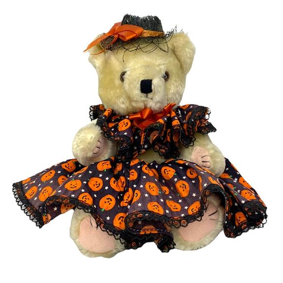 Vintage Halloween Bear Stuffed Animal Plush 11" - Picture 1 of 10